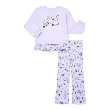 Wonder Nation Little Girls 2-Piece Sweatshirt and Flare Leggings Set, Sizes 4-10