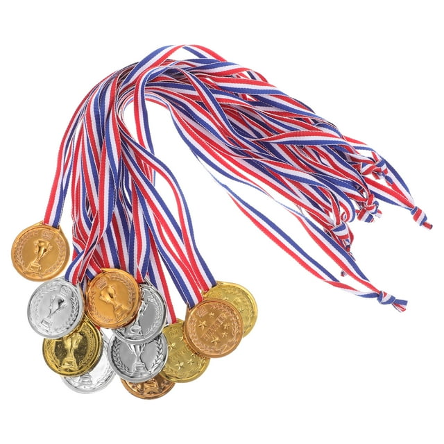 KAKOWELY 12 medallas de plástico para niños, medallas falsas, medallas deportivas, medallas de competición de fútbol, medallas de copa de fútbol.