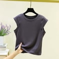 thumbnail image 2 of WMTBSRSW Going Out Tops for Women Summer Stretchy Ribbed T Shirts Solid Tank Top Cap Sleeve Crewneck Tee Dark Gray X-Large, 2 of 8