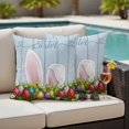 thumbnail image 5 of Easter Bunny Pillow Covers 2 Pack Watercolor Rabbit Colored Eggs Spring Leaf Wood Grain Pillowcase Waterproof Outdoor Throw Pillow Cover for Patio Garden Square Cushion 20”x20”, 5 of 9