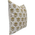 thumbnail image 2 of Fabdivine Block Print Throw Pillow Cover, 22x22 Inch Pure Linen Decorative Cushion Cover, Floral Print Boho Design Mustard Pillow Cover for Sofa and Couch, 2 of 5