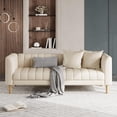 thumbnail image 5 of EastVita Faux Leather Sofa Couch Modern 78 inch W Sofa with Deep Seats 3 Seater Sofa Couch with 2 Throw Pillows and Wood Legs Easy Assembly for Living Room/Bedroom -Beige, 5 of 7