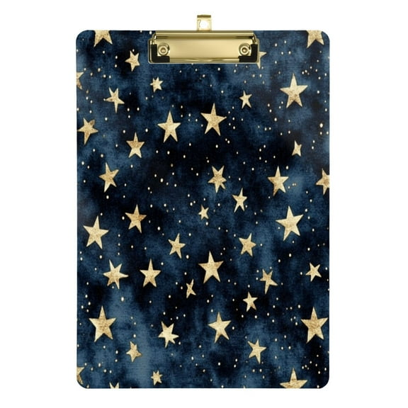 12.5" x 9" Acrylic Clipboard with Gold Metal Clip Office and Classroom Essential Small Gold Stars Pattern