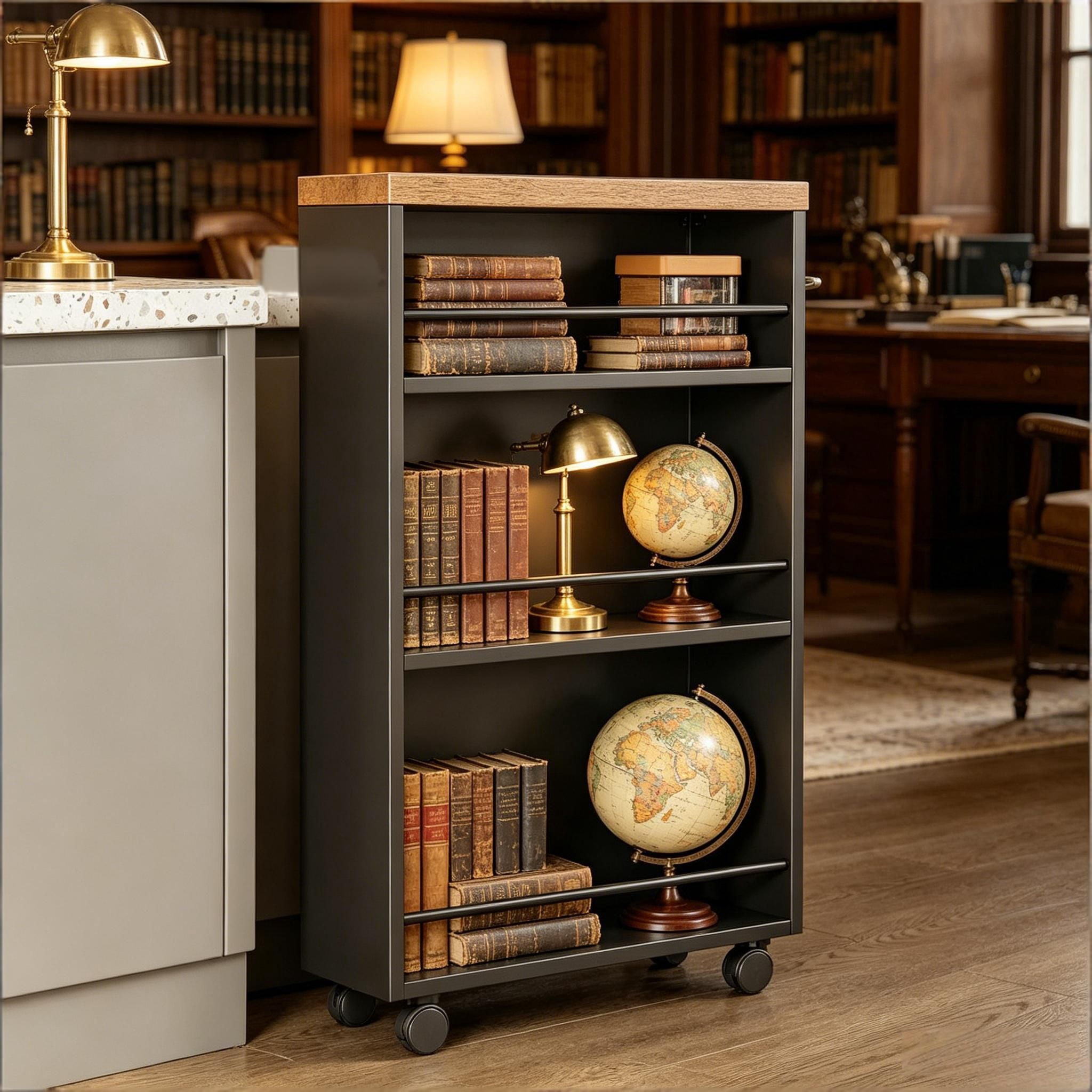 4-Tier Storage Cart Rolling Narrow Kitchen Cart for Small Spaces Organization Utility Rack with Wheels