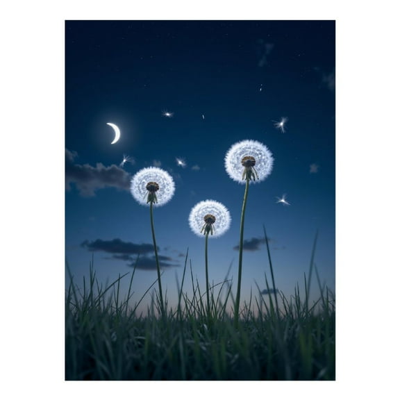 Diamond Art Kit for Adults, Moonlit Dandelions Starry Sky Night Diamond Painting for Adults Beginners, DIY Diamond Art Painting Kits, 5D Diamond Painting Crafts for Home Decor 12x16 Frameless