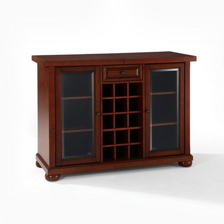 Crosley Furniture Alexandria Sliding Top Engineered Wood Bar Cabinet in Mahogany