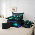 thumbnail image 4 of YST 7-Piece Video Game Gamepad Bedding Set, Abstract Neon Square, King Size, Black Blue Teal, Geometric Glowing Checkered, 4 of 4