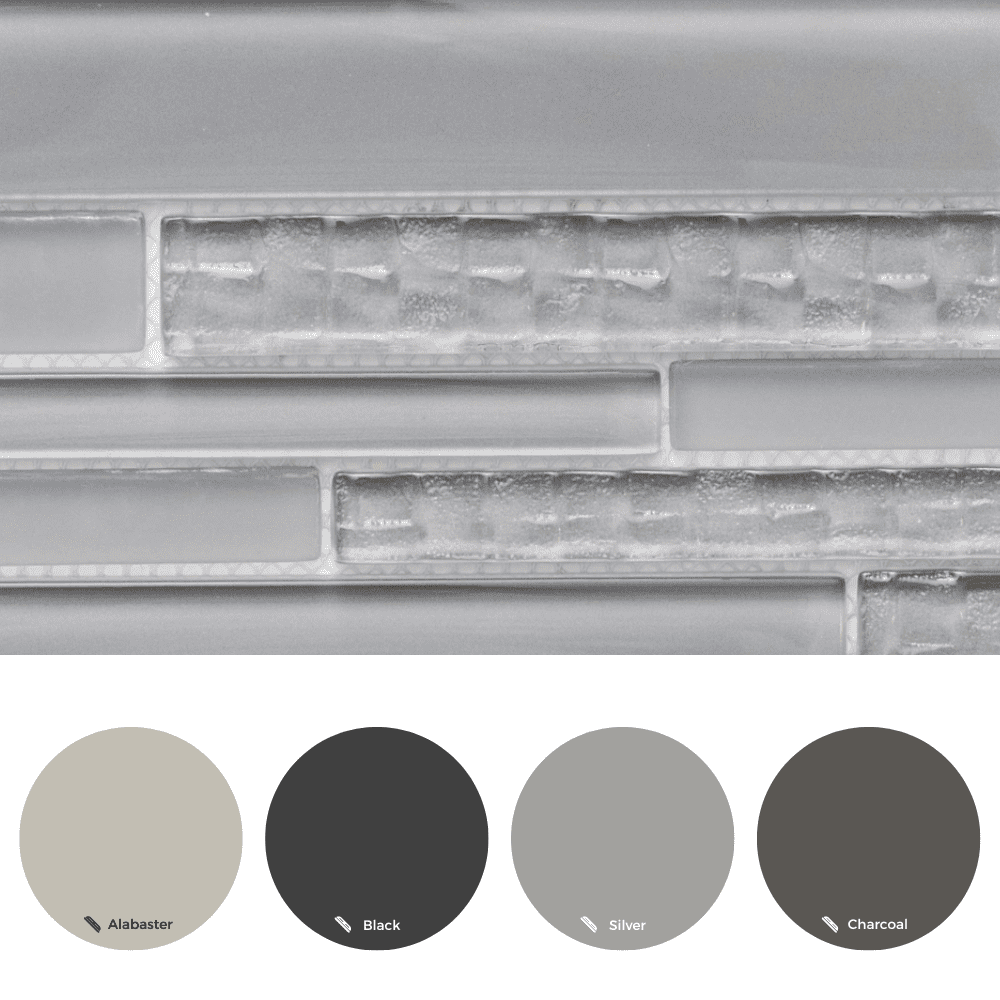 The Tile Life Karma Brick 4 in x 4 in Light Gray Glass Textured Mosaic Tile Sample 1 Piece