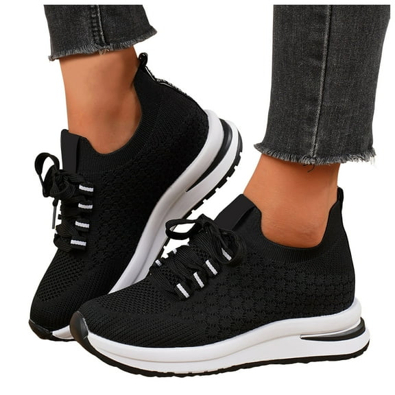 Womens Running Walking Shoes Comfort Knit Autumn Fall Athletic Sport Gym Fitness Workout Fashion Sneakers
