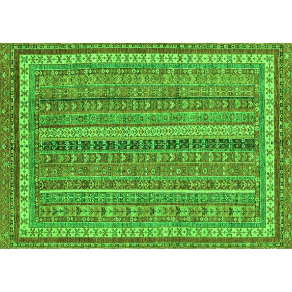 Ahgly Company Indoor Rectangle Abstract Green Modern Area Rugs, 3' x 5'