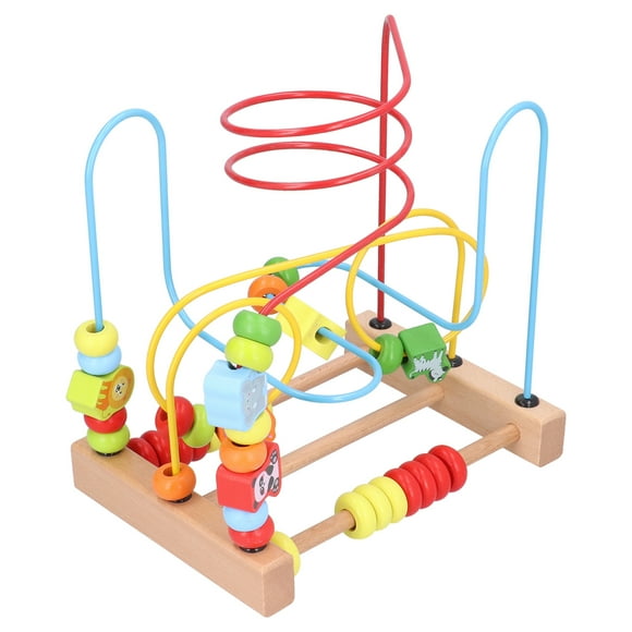 Learning Wooden Bead Maze Game Bright Color Cartoon Early Educational Learning Beads Toy