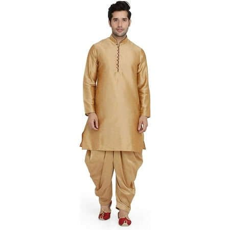 

Royal Kurta Mens Art Silk Blend Kurta and Salwar Set Bronze 40