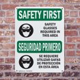 thumbnail image 4 of (2 Pack) Safety Glasses Required Area Bilingual OSHA Safety First Sign 10 Inch X 14 Inch Plastic Sign, Weather Resistant, UV Protected for Workplace, Business, and Construction Site,, 4 of 8