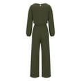 thumbnail image 7 of pstuiky Wide Leg Jumpsuits for Women Long Sleeve Round Neck Romper Straight Leg Plus Size Jumpsuit Casual Rompers One Piece with Belt Summer Outfits, 7 of 7