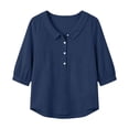 thumbnail image 4 of Homenesgenics Going Out Tops for Women Plus Size Collared Shirt Casual Short-Sleeve Half-Button Summer Blue XXL, 4 of 9