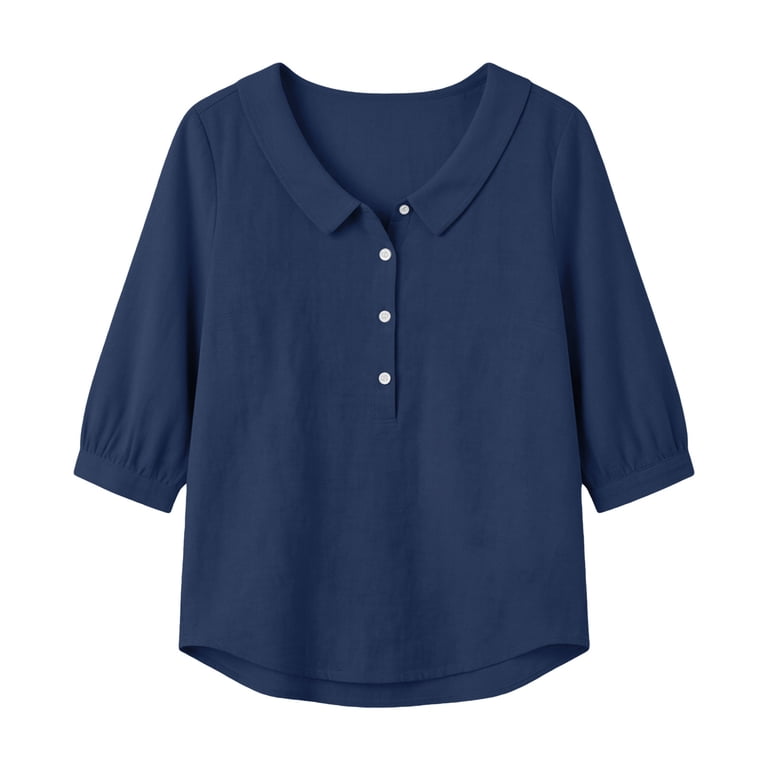 Tbopshirt Womens Blouses Summer Tops for Women Linen 3/4 Sleeve