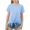 thumbnail image 5 of adviicd Strap Less Tops for Teen Girls Little Girls Tie Front Knot T Shirt Solid Short Sleeve Girls 14-16 Clothes, 5 of 5