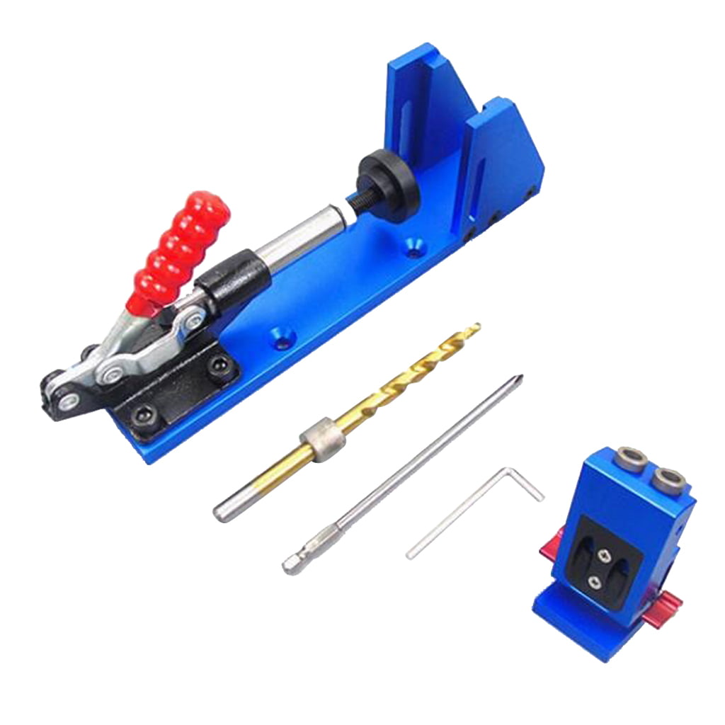 Aluminum Pocket Hole Jig Kit Drill Bit Kreg Style Woodworking Joint Tool Set