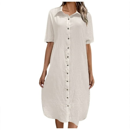 Fsqjgq Womens Summer Tops Business Casual Shirts Blouses Womens Casual Short Sleeve Side Split Button Down Long Kimonos Cardigans Swimsuit Cover Ups Flowy Shirt Tunic Top Boho Clothes for Women S XL