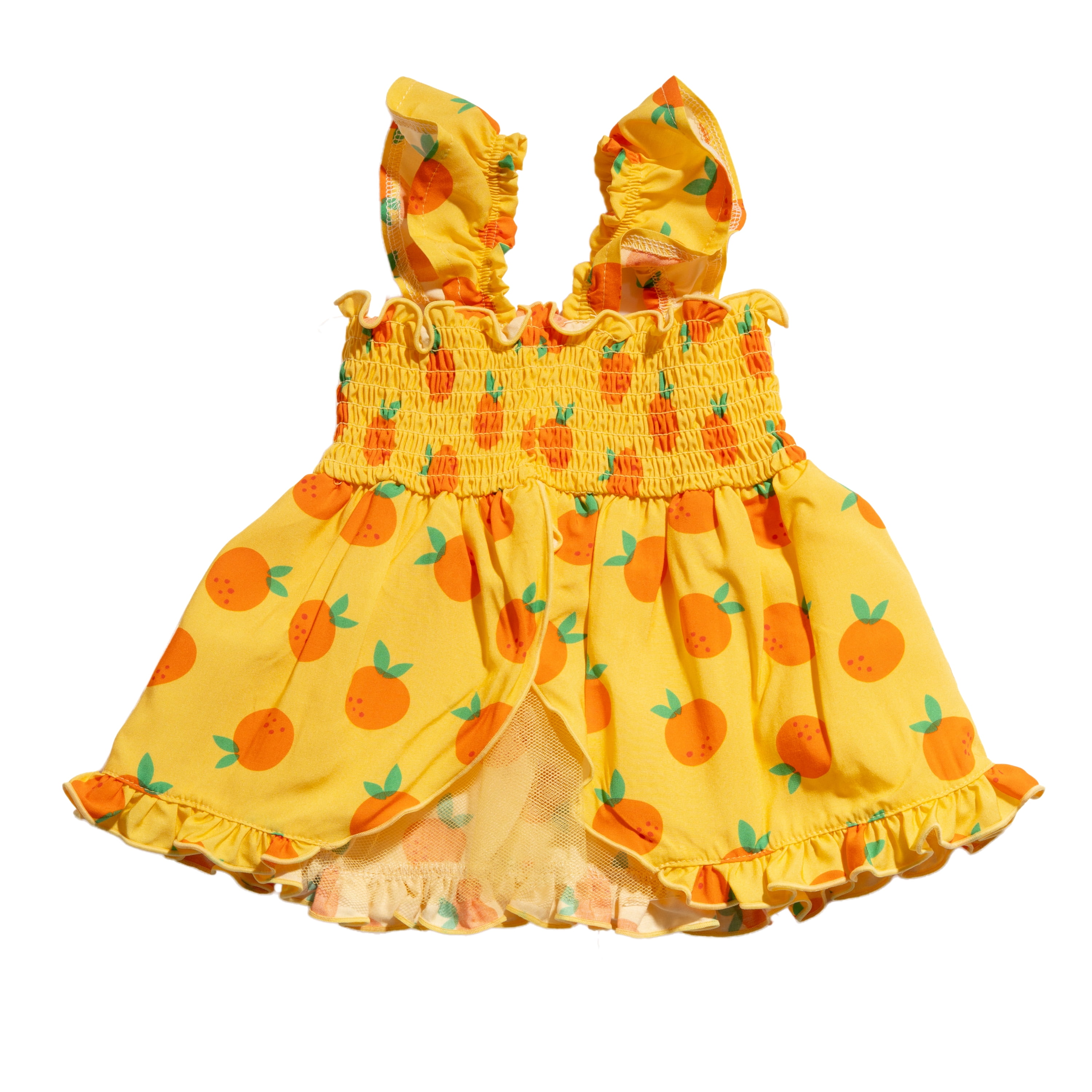 Oodles Sweet Citrus Ruffle Dog Dress, Yellow, Large