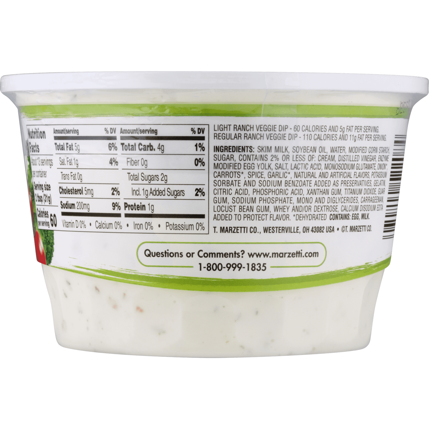 Light Ranch Veggie Dip Nutritional Information Blog Dandk