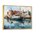 thumbnail image 2 of Designart "Reflections X Port Harbor painting" Nautical & Beach Floater Framed Wall Art Print, 2 of 7