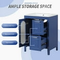 thumbnail image 3 of 24" Bathroom Vanity with Ceramic Sink, Solid Rubber Wood & MDF Cabinet, Moru Glass Door & 2 Drawers, Blue Modern Storage Vanity for Bathrooms, 3 of 9
