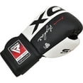 RDX Boxing Gloves , Leather Mitts, Kickboxing Fighting, Black/White