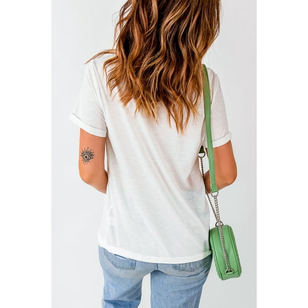 ABPHQTO Camiseta con estampado de bruja blanca, por favor, lindo Halloween, para mujer