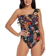 thumbnail image 2 of Yiaed Vintage Floral Print Women One Piece Swimsuits Tummy Control One Shoulder Bathing Suits Pattern Ruffle Swimwear-Large, 2 of 8
