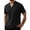 Black, variant on Shirts for Men Summer Casual Double-Button V-Neck Stand-Up Collar Short-Sleeve Shirt,Sizes S-3XL