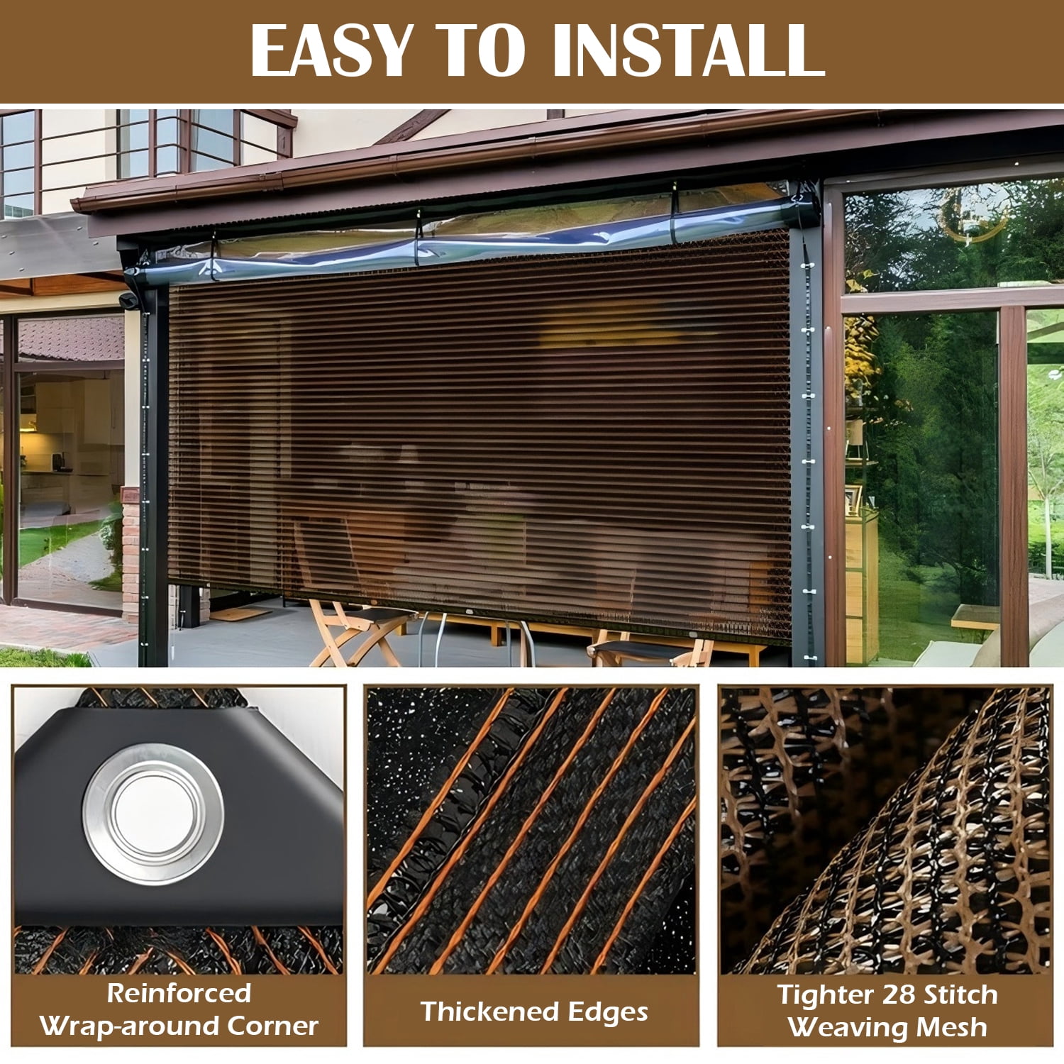 Ayamaya 10' x 6.6' UV Resistant Coffee Shade Cloth