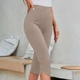 thumbnail image 3 of REALiKUN Capri Pants for Women Casual Summer Dressy Pull On Stretch High Waisted Buttons Slit Bottom Crop Work Leggings, 3 of 8