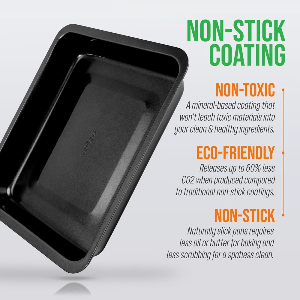 NutriChef 10” Non-Stick Loaf Baking Pan, Deluxe Gray Carbon Steel Pan, One Size, Black