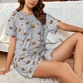thumbnail image 4 of Pofeuu Bee Print Women's Pajama Set Short/Shorts Soft Button PJs Elastic Drawstring Waist Sleepwear-4X-Large, 4 of 6