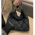 thumbnail image 3 of Kukuzhu Quilted Tote Bag for Women Padding Down Cotton Hobo Bag Fashion Large Shoulder Bag, 3 of 6