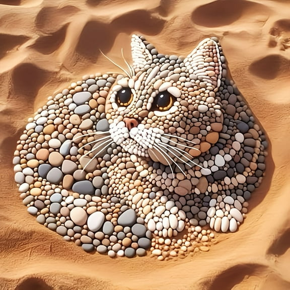5D Diamond Painting Kits for Adults Cartoon Pebbles Animal Cat Full Drill DIY Diamond Art for Adults Beginners Picture Art Crystal Painting for Home Wall Decor