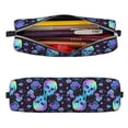 thumbnail image 2 of Fotbe Skull Flower Blue Pattern Leather Pencil Case, Pencil Pouch with Durable Zipper, Compact and Stylish Organizer for Stationery, Art Supplies, Travel Essentials, 2 of 7