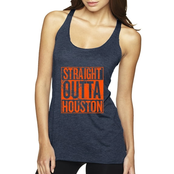 Straight Outta Houston HOU Fan | Fantasy Baseball Fans | Womens Sports Premium Tri-Blend Racerback Tank Top, Vintage Navy, Medium
