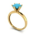 thumbnail image 2 of Clara Pucci 14K Yellow Gold Solid Gold Turquoise Solitaire Anniversary Ring for Women - 1.5 cttw Round Cut, 2 of 8