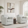 thumbnail image 6 of Swivel Accent Chairs Set of 2, Comfy Swivel Chair with Deep Seat, Upholstered Club Armchair with 360 Degree Rotation Base, Single Sofa Reading Chair for Living Room, Pinstripe Light Blue, 6 of 6