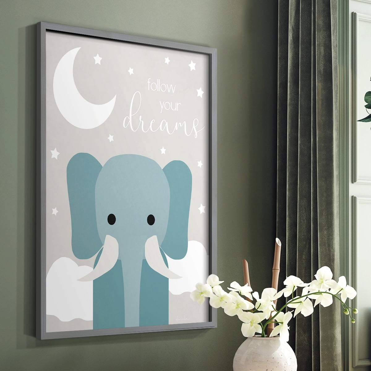Dreams Elephant in Paper Solid Wood 8 x 10 Framed Print