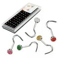thumbnail image 5 of GKNET Surgical Steel Pin Set Bar Piercing Nose Ring Nose Stud Straight/Bend L Shape US-Ring-black-40Pcs/set, 5 of 9