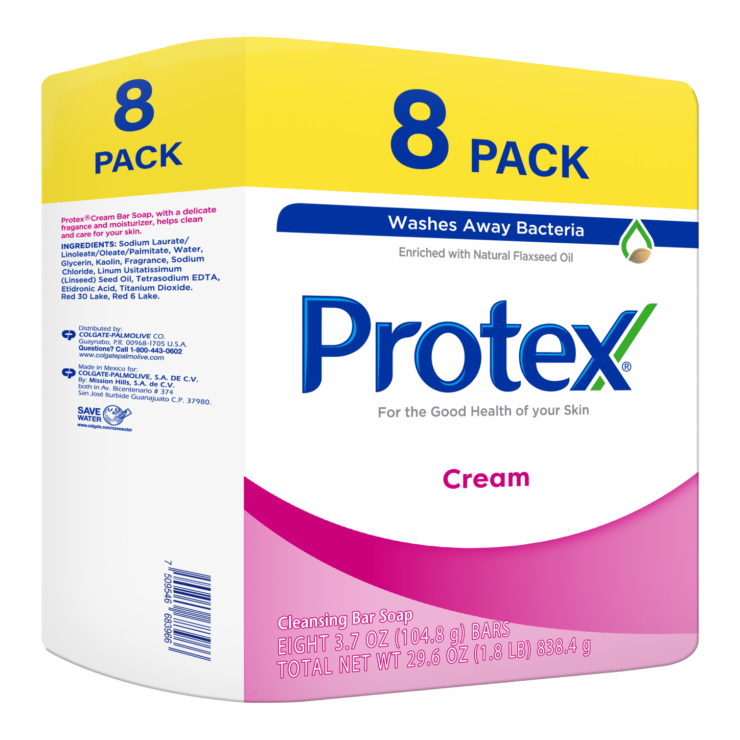 Protex Bar Soap, Cream, for Both Men and Women, Adults and Children 3+, 8 Pack 3.7 oz