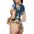 thumbnail image 3 of Lsque Mario Women's Crew Neck Short Sleeve Bodysuit Basic T Shirts Tops Onesie Adult Cute Pajama-Small, 3 of 8