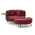 thumbnail image 6 of Oversize Round Barrel Chair with Ottoman, Extra Large Living Room Seating Set in Burgundy Chenille Fabric for Spacious Comfort, 6 of 7