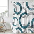 thumbnail image 6 of Polyester Fabric Turquoise Grey Shower Curtain, Geometric Circle Modern Abstract Simple Art Waterproof Bathtub Curtain Bathroom Decor Set with Hooks 60 x 72 Inches, 6 of 6