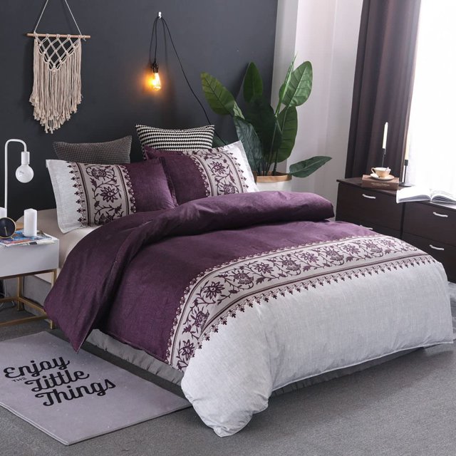 Violet 2 Piece Quilt Cover Set, Solid Color, Twin Size