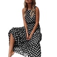 thumbnail image 2 of Nuoqisi Women's Polka Dot Print Round Neck Maxi Dress - Classic Pattern Design for Various Occasions and Timeless Style, 2 of 7