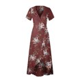 thumbnail image 5 of Aqestyerly Robe Boho à Manches Courtes à Imprimé Floral et Col en V pour Femmes Grande Taille Robe de Soirée HWRETIE HWRETIE, 5 of 5